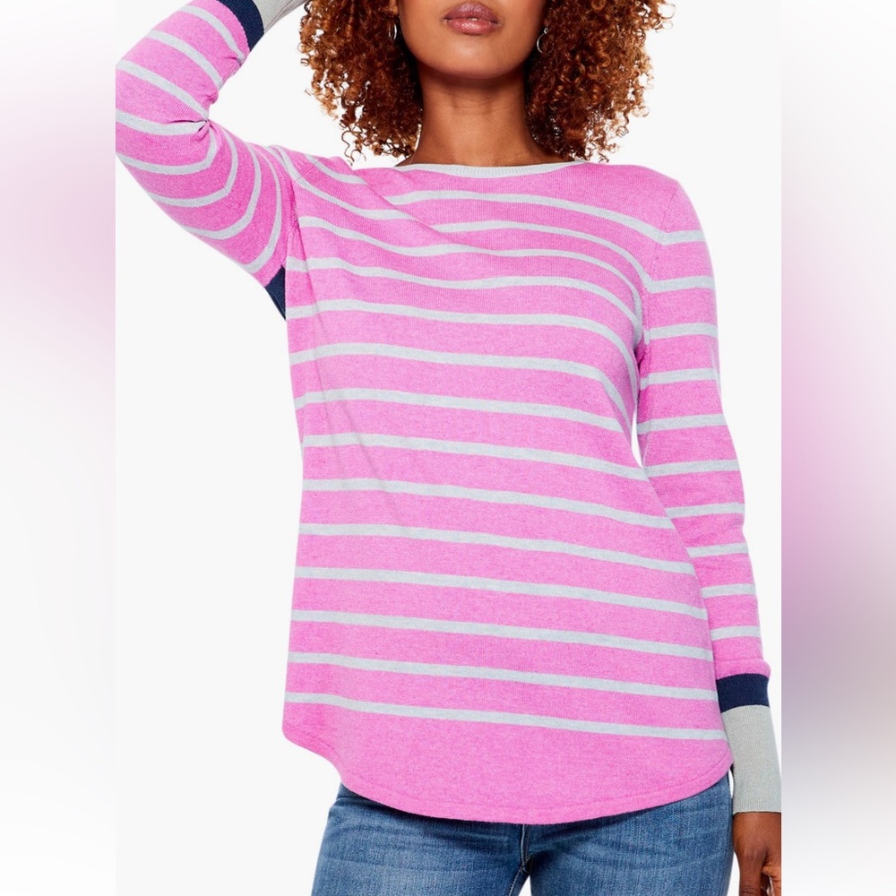 NIC + ZOE striped vital crewneck sweater, size XXL